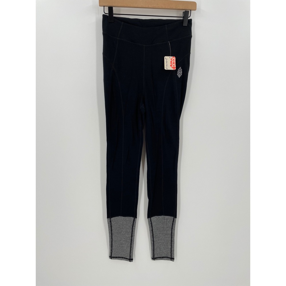 Free People‎ Movement Wool Lyocell Leggings Black Gray Color Block NWT Small